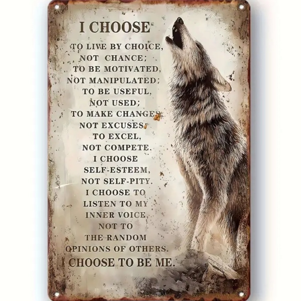 Metal wolf sign